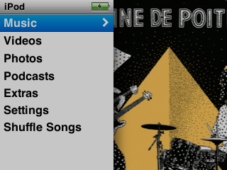 The main menu with its preview pane